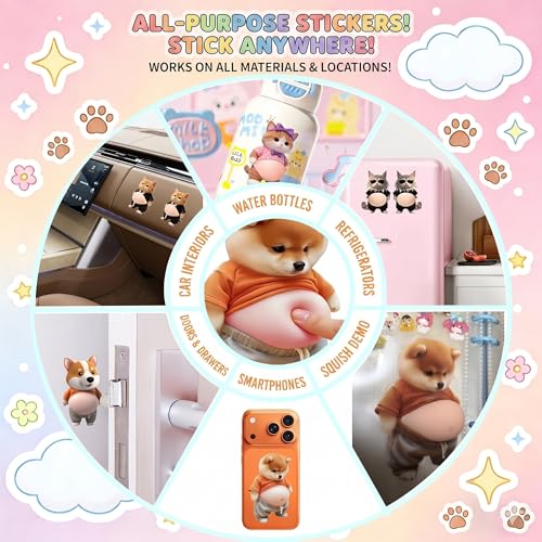 Image of KIMEE 3D Cute Dog Door Stopper Wall Protector, Self Adhesive Silicone Bumper, No Noise Anti Collision Door Stop, Wall Guard Sticker, Reusable Soft Cushion Door Stopper for Home Office sidawhope