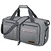 Travel Duffel Bag, 55L Foldable Duffle Bag with Shoes Compartment Packable Weekender Bag for Men Women Water-proof & Tear Resistant HIKISS-Grey