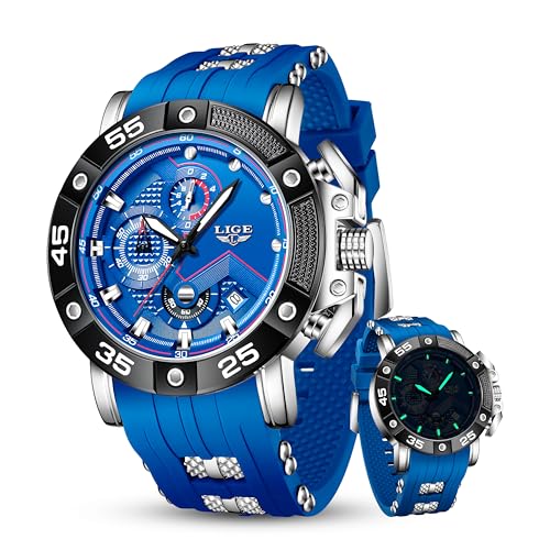 Image of LIGE Unique Mens Wristwatch Fashion Multifunction Chronograph with Calendar Quartz Analog Watch Waterproof Outdoor Sport Watch for Men Casual