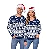 Totatuit Maglione Natalizio Uomo Donna Maglia a Maniche Lunghe con Motivo Renne Maglioni di Natale di Coppia in Famiglia