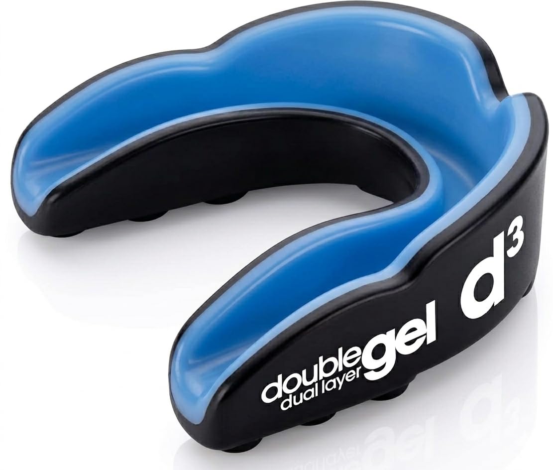d3 Protector bucal deportivo [doble capa gel talla para adultos 12+] Protección bucal dientes para deportes de contacto Boxeo MMA Kickboxing Muay Thai Rugby Artes Marciales | Funda higiénica — view 13