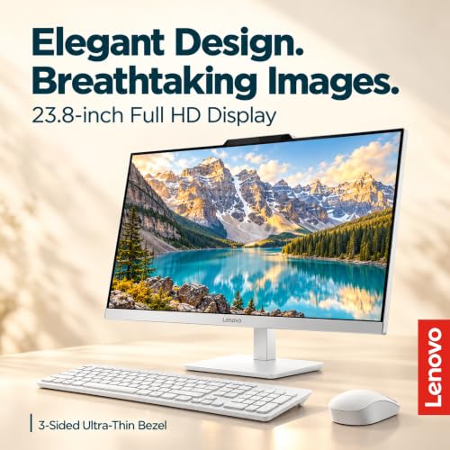 Lenovo 24" FHD All-in-One Desktop, 32GB RAM, 512GB SSD, Intel 4-Core | Office 365 for The Web, 24“ FHD Anti-Glare IPS Display, Windows 11, Everyday Use AIO for Multitasking - image 3