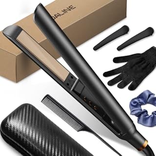 VOALINE 2-in-1 Hair Straightener , Flat Iron Straightener and Curler for All Hairstyles, Temperature MemoryMCH Heating tech,15s Fast Heating, Gift for Girls and Women. (Black)