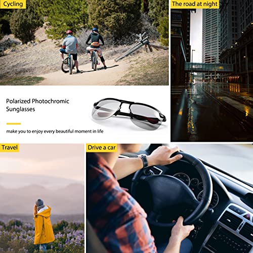 Image of K.LAVER Photochromic Polarized Sunglasses For Men Women UV Protection Round Clear Driving Glasses Anti Glare Eyewear Glasses