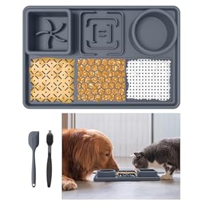 Slow Feeder Bowl, Licking Mat Water Bowl with Suction Cups,Pet Food Bowl for Medium Small Dogs Anti-Chocking Slow Feeding Interactive Bloat Stop Licking Pad for Dog/Cat Grooming Bathing and Training