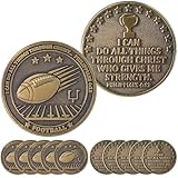 Hinly 12pcs Christian Sport Coin for Young Athlete I Can Do All Things Through Christ Who Gives Me Strength Bulk Gift for Player Challenge Team Gold Coin Philippians 4:13(Football)