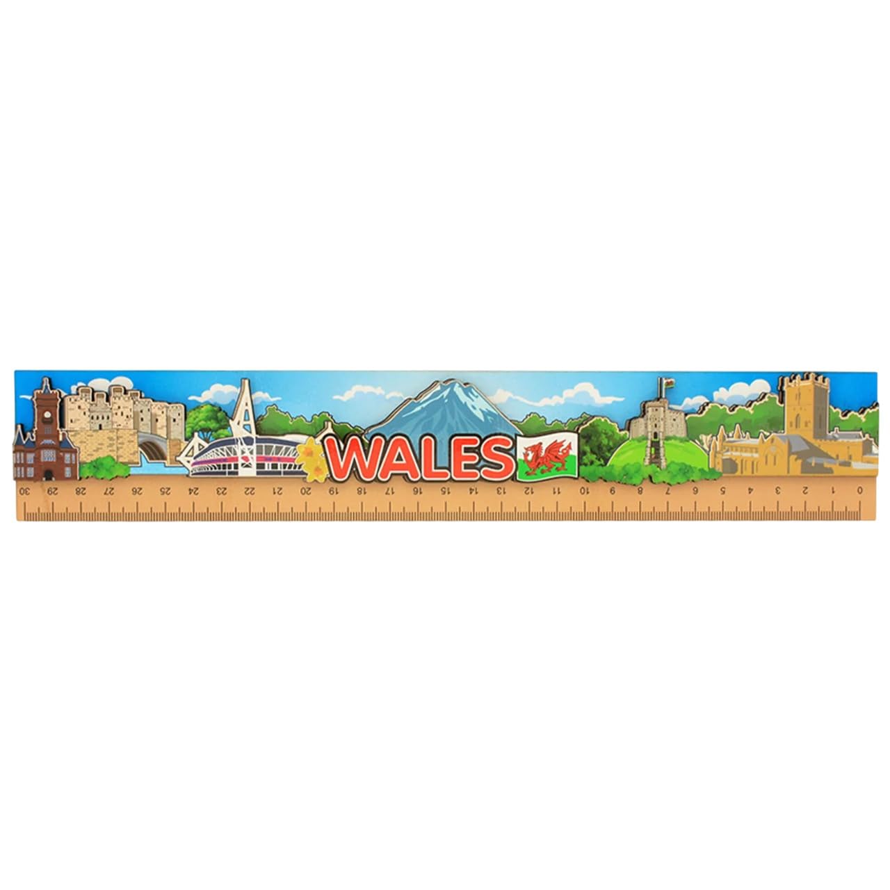 Wales Wooden 30cm Ruler | Metric Straight Measuring Tool Lightweight Office Supplies for Students Kids Teacher| Perfect for School & Offices