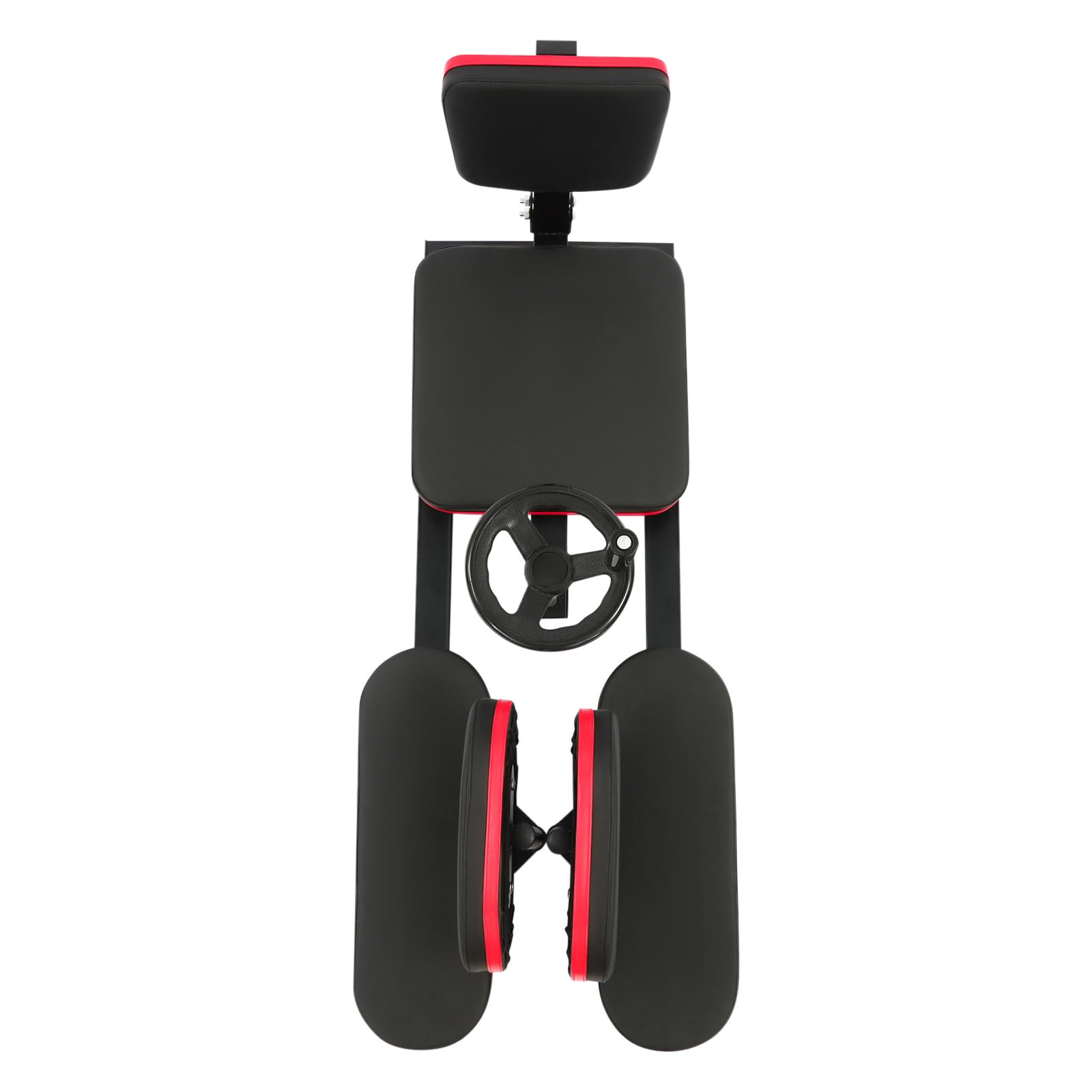 Macchina grande divario, divaricatori per gambe a 180°, carico 120 kg, con schienale e cuscino in PU,design delle ruote girevoli, per danza yoga ginnastica fitness casa, nero e rosso