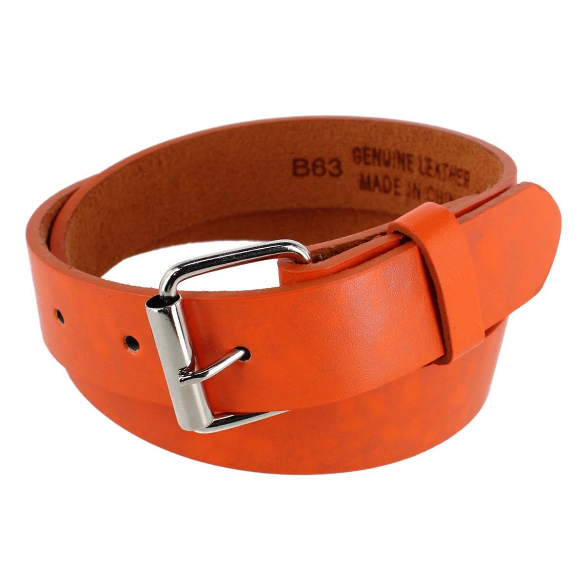 CTM Kids' Solid Bold colour Belt with Roller Buckle, Medium, Orange