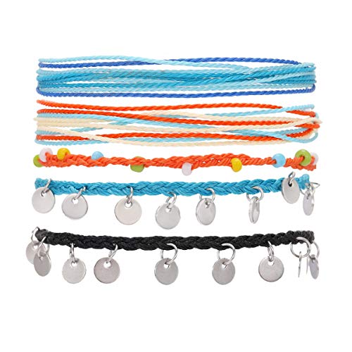 MengPa Boho Anklet for Women Girls Woven Beach Foot Jewelry Wave Ankle Bracelets Set 5Pcs-USG4486-89