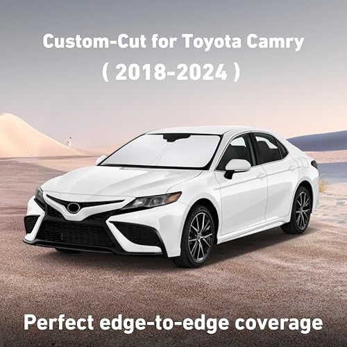 Image of EcoNour Windshield Sunshade Compatible for Toyota Camry 2018-2022 2023 2024, LE, SE, SE Nightshade, XLE, XSE, TRD, Sun Visor for Front Windshield Sun Shade Cover, UV Heat Protector, Car Accessories