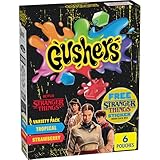 Gushers Fruit Flavored Snacks, Stranger Things Edition, Variety Pack, Tropical and Strawberry Flavors, 6 Ct, 4.8 oz