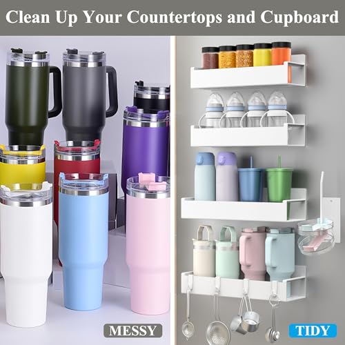 Image of HuggieGems Magnetic Water Bottle Holder for Refrigerator, Cup Holder Organizer for Stanley and Tumbler for Kitchen, 4 Pack, White