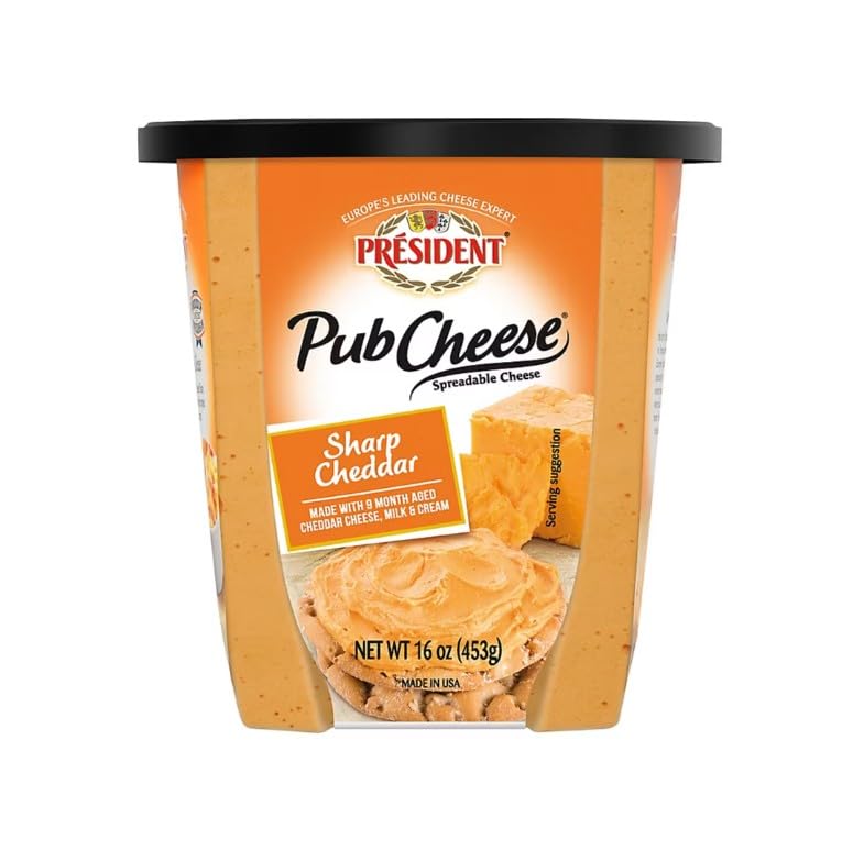 Pub Cheese by President Sharp Cheddar Spreadable Cheese and Dip, 16 oz.