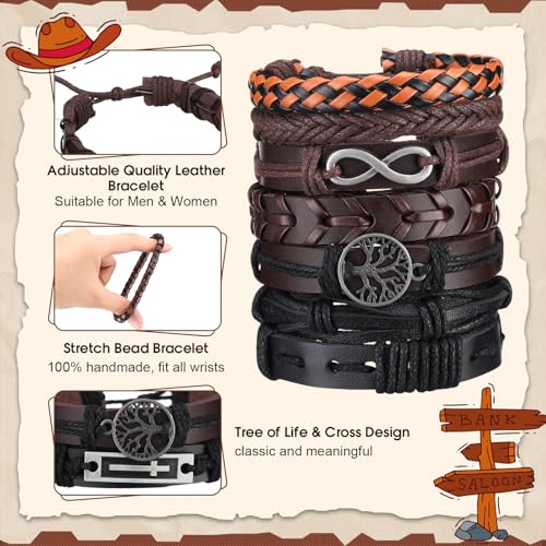 Tondiamo 50 Pcs Braided Leather Bracelets for Men Women Wrap Wooden Bead Cuff Bracelet Hemp Cords Ethnic Tribal Handmade Wrap Wristband Bracelets Set Adjustable for Personal Wearing3