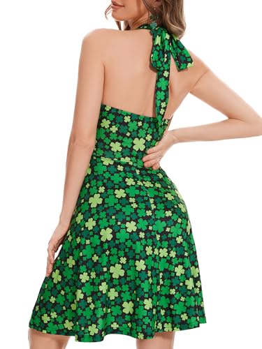 Image of Women's Summer Sundress- 2025 Sexy Halter Sleeveless Spring Boho Elastic Waist Ruffle Mini Dress