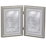 Lawrence Frames Hinged Double (Vertical) Metal Picture Frame Pewter Finish with Delicate Beading, 4 by 6-Inch