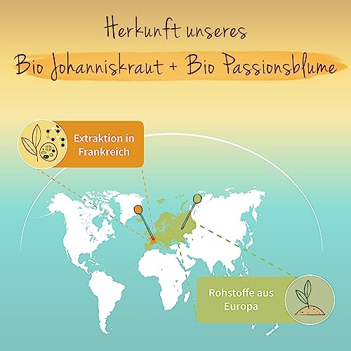 Bio Johanniskraut hochdosiert | mit Passionsblume | Extrakte aus Europa | Laborgeprüft | Hypericin - Flavonoide | Vegan - ohne Zusatzstoffe | Deutsche Produktion von Vegavero