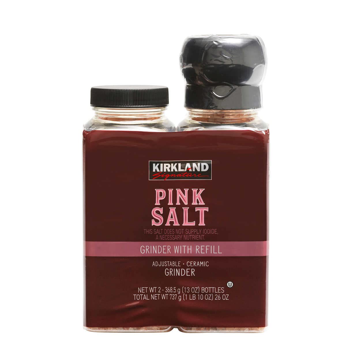 KIRKLANDSignature Pink Salt, Grinder wtih Refill, 13 Ounce (2 Count)