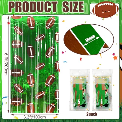 2 Pack Football Party Decorations Photo Props 3.3x6.6 ft Football Foil Fringe Curtain Backdrop Birthday Party Decorations Sports Background - Image 3