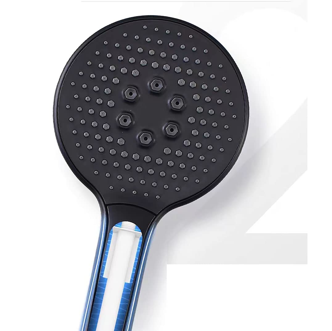Sumerain Soffione doccia a mano nero ad alta pressione, grande doccetta a mano a risparmio idrico con 3 tipi di getto (13 mm)