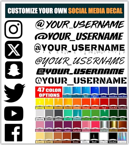 VulgrCo Custom Social Media Stickers Personalized Custom Car Sticker Durable Vinyl Username Tag Stickers for Cars