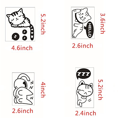 Removable Switch Sticker, 4 Pcs Cute Black Sleeping Cats Cartoon Wall Sticker miniatura 6