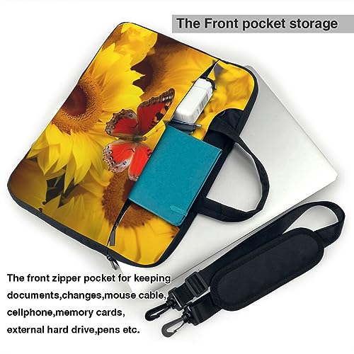 Sac pour ordinateur portable à imprimé papillons rouges et fleurs
