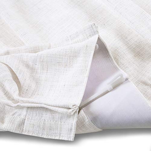 Chadmade 50" W X 84" L Polyester Linen Drape With Blackout Lining Pinch Pleat Curtain For Sliding Door Patio Door Living Room Bedroom, (1 Panel) Beige White Liz Collection #TOP2