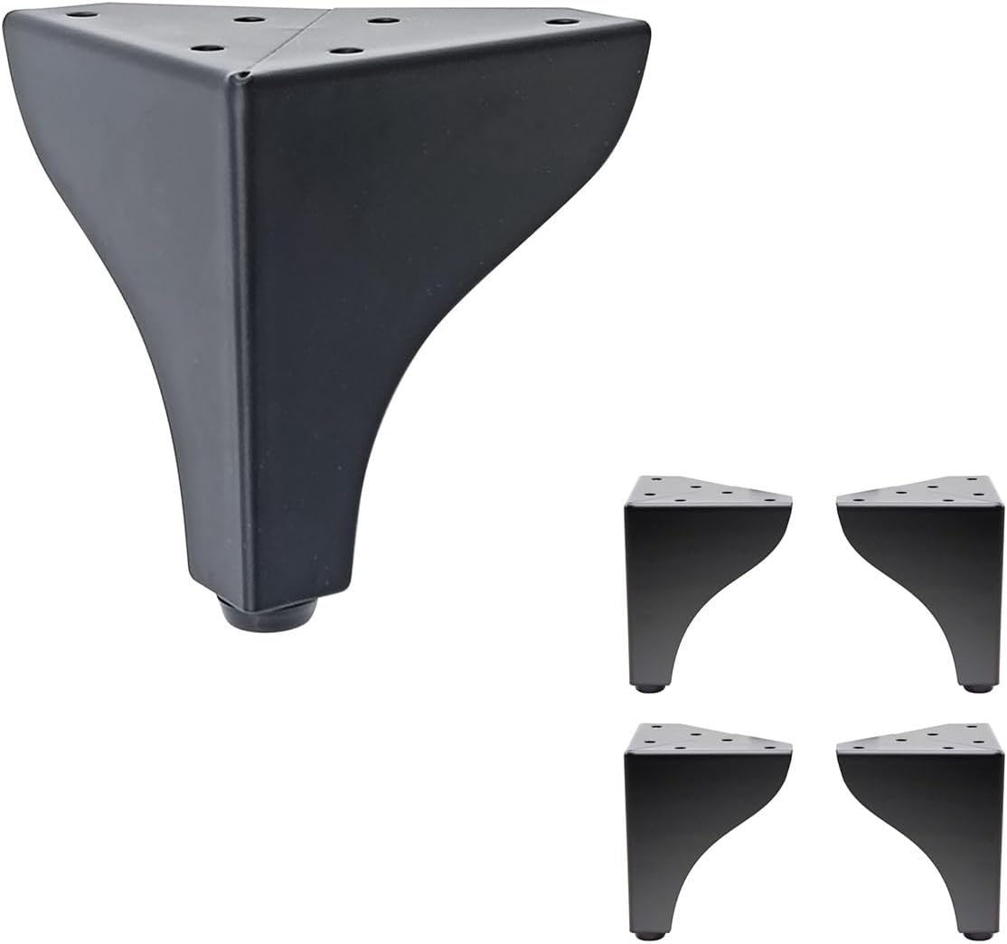 Set of 4 Designer Metal Legs – Heavy Duty Furniture Legs for Sofa Tables, Coffee Tables, and DIY Projects – Modern Style with Easy Installation (Black, 4" H)