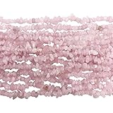 Fekuar 66' Irregular Tumbled Rose Quartz Chip Beads for Jewelry Making, Healing Crystal Drilled Loose Bead Strand DIY Craft Supplies, 5-8mm