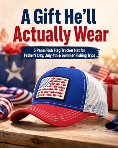 Image of American Fish Flag Trucker Hat, Snapback Mesh USA Flag Baseball Caps, Fishing Gifts for Men Women Fisherman