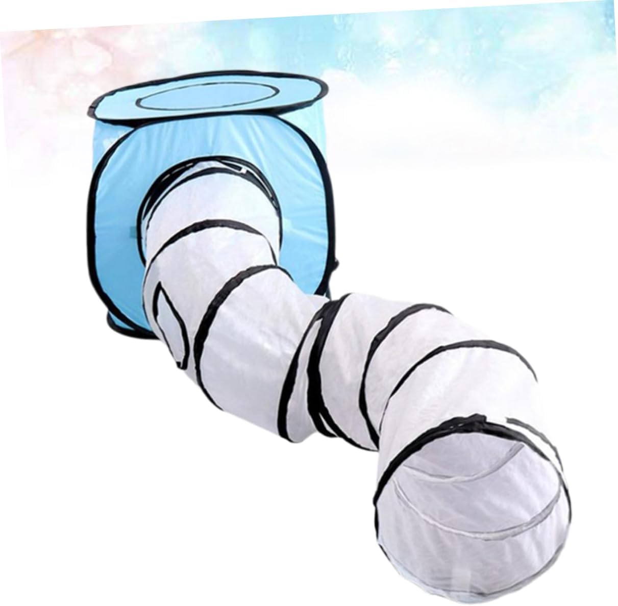 BESPORTBLE Creative Cat Tunnel with Foldable Design Interactive S-Type Pet Tube Toy for Indoor Cats Blue Color Easy to Install for Playtime and Exploration