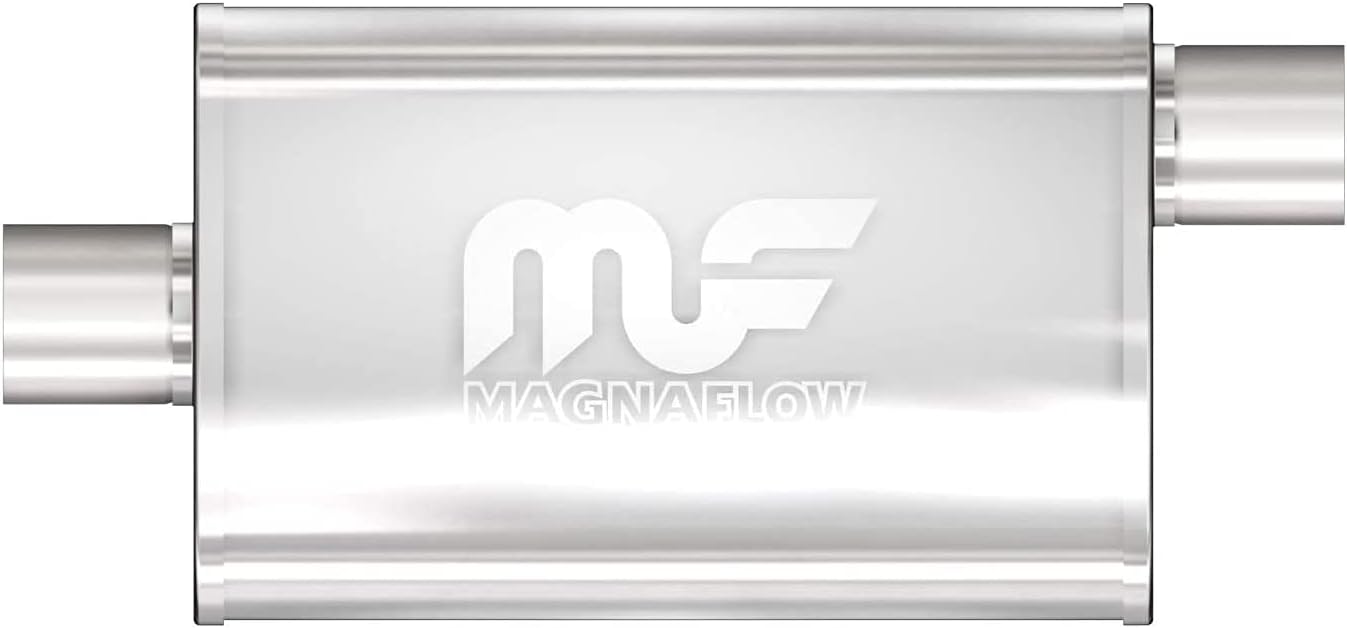 MagnaFlow Performance Exhaust Muffler 11226: 2.5"/2.5" Inlet/Outlet, 4x9x14" Oval, Stainless Steel, Satin Finish