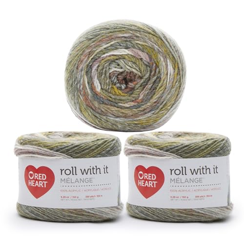 Image of Red Heart Roll with It Melange Theater Yarn - 3 Pack of 150g /5.3oz - Acrylic - 4 Medium (Worsted) - 389 Yards - Knitting /Crochet