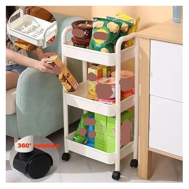 Storage Trolley Kitchen Organizers and Storage Rack Household Cart with Wheels Multifunctional Home Accessories Mobile Rack Trolley Bookshelf(Black 5 Layer)-TdMS6Ew7