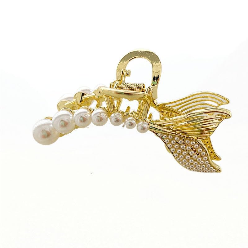 EPARTY2 Pcs Faux Pearl Rhinestone Butterfly Decor Metal Hair Claw Clip, Nonslip Golden Hair Clips, Large Strong Hold Jaw Hair Clamps