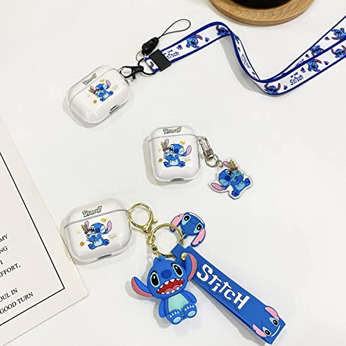 Woopit Stitch Airpods Case For Airpods 1/2 Generation With Cute Lanyard Keychain, Funny Cool Cartoon Airpod Cover,Clear Shockproof Soft Silicone Protective Skin For Women Girls Boys #TOP4