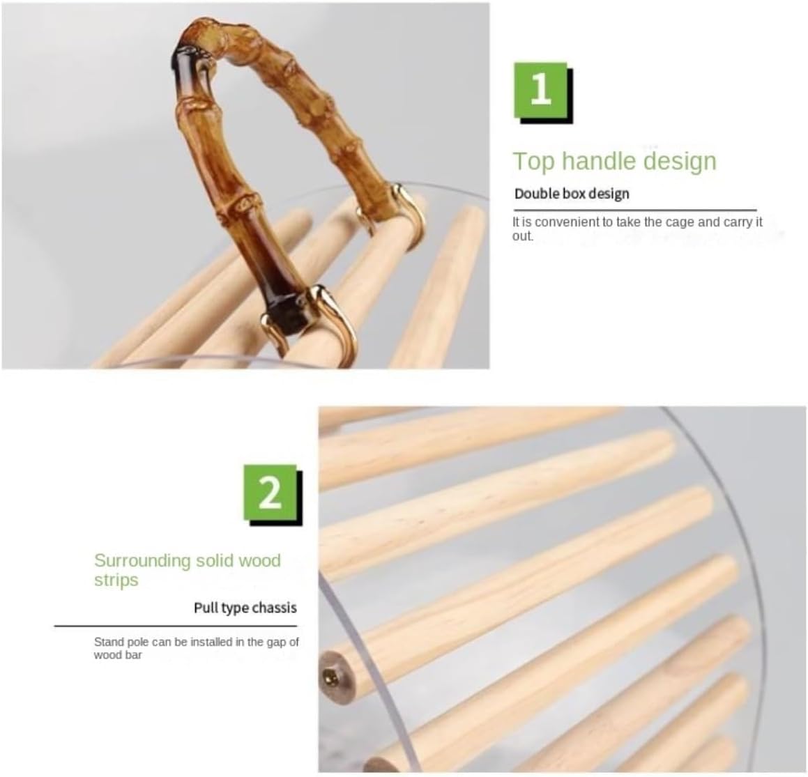 Birdcage Transparent Bird Cages Clear View Bird Carrying Cage Portable Hand Held Travel Birdcage with Perch for Small Bird Bird Flight Cage