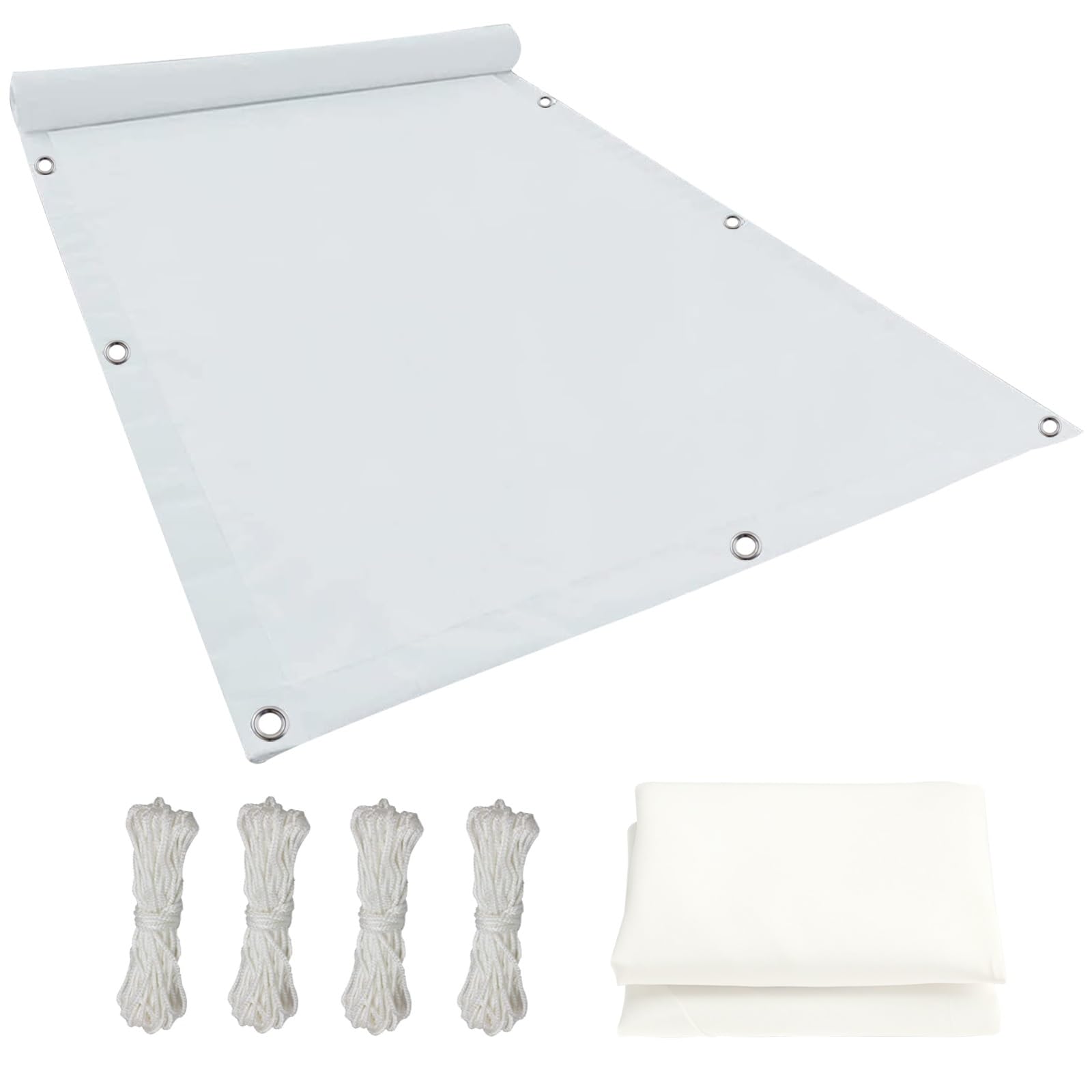 Voile d'ombrage rectangulaire 2.8x6.5m en tissu PES blanc pour jardin