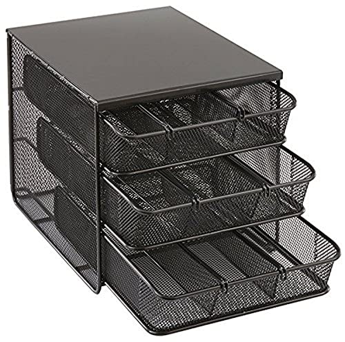 Creative Product Safco Products 3275BL Onyx Mesh Hospitality Organizer, 3 Drawer, Black
