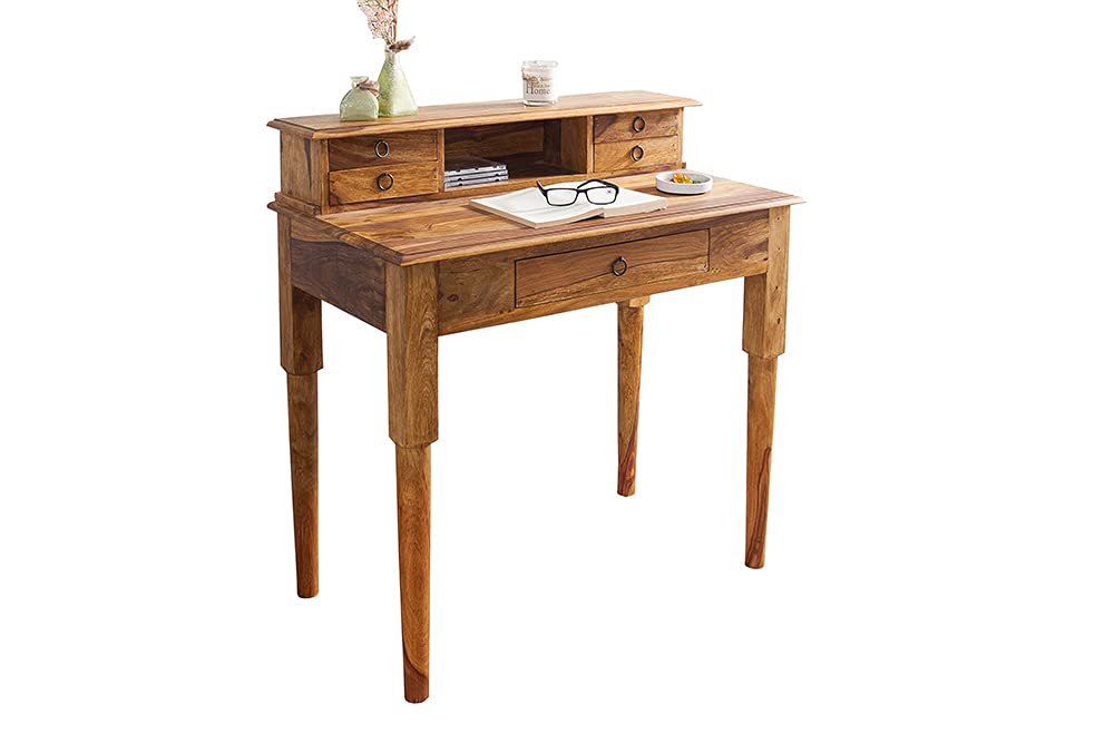 Invicta Interior Exklusiver Sekretär Hemingway M Sheesham Stone Finish Massivholz 90 cm Schreibtisch Tisch Holztisch