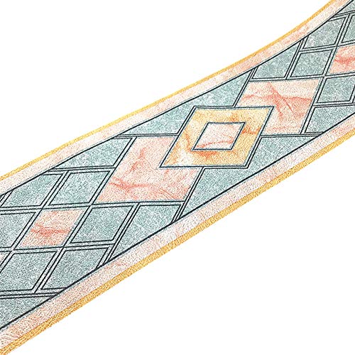 Simplemuji 3D Self Adhesive Blue Diamond Waterproof Wallpaper Border Peel And Stick For Bathroom Kitchen Counter Top Tiles Sticker,4 Inch By 16.5 Feet #TOP1