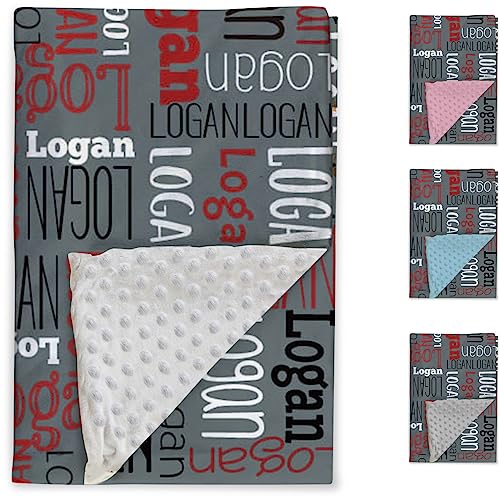 Image of Custom Baby Blanket - Personalized Names Design - Soft Plush Blanket with Double Layer Dotted Backing for Boys Girls Color14(30x40 inches)