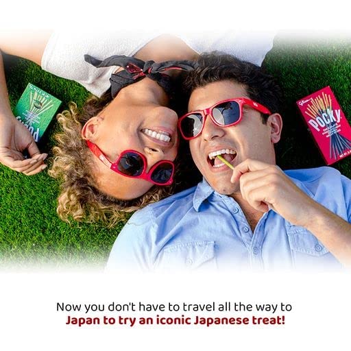 Miniatura 4 de Pocky Sticks - Galletas japonesas, paquete variado de 4 aperitivos asiáticos, 2 fresas y 2 palitos de pan de bolsillo Matcha con 2 calcomanías de