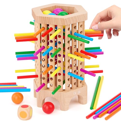 Juego de mesa Hexagon tower game Montessori de madera para niños miniatura 1