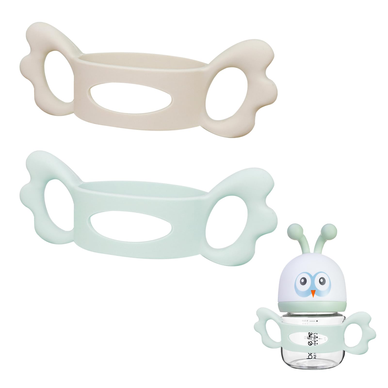 Impugnatura per Biberon, Manico Per Biberon Silicone, Maniglia per Biberon in Silicone, Manici per Biberon a Collo Largo, Biberon in Silicone per Bambini, Facile Installazione Manici Per Biberon,2PCS