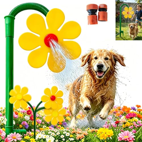 Daisy Sprinkler Wassersprinkler Outdoor 360 Tanzende Crazy Daisy Rasensprenger Sprinkler Spiele für Gartenspielzeug Garten Draußen Wasserspiel Garten (Gelb)