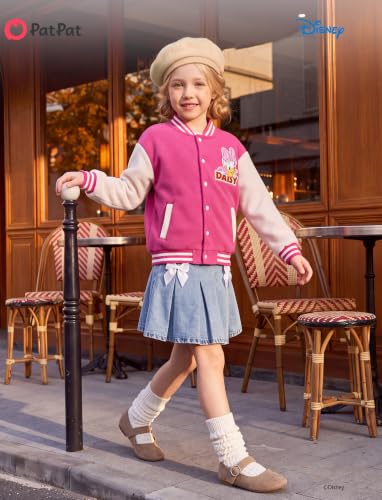 Image of Disney Kids Fleece Bomber Jacket, Varsity Outerwear with Pockets, 2-10Y