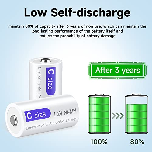 Rechargeable C Batteries 6 Pack 4000Mah With Lcd Display Universal Battery Charger For Aa/Aaa/C/D 1.2V Ni-Mh Ni-Cd Rechargeable Battery #TOP7